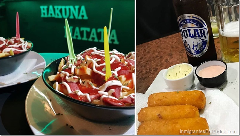 Salchipapas y tequeños en Hakuna Matata Madrid