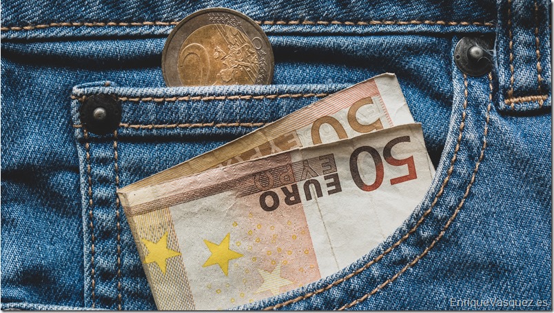 Close up of a 50 euro banknote in a pocket