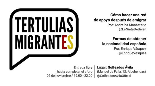 Este 02 de noviembre llega la primera edición de Tertulias Migrantes a Madrid